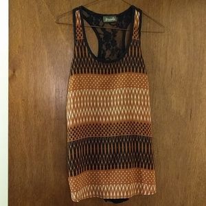 Tank with sheer lace back size S